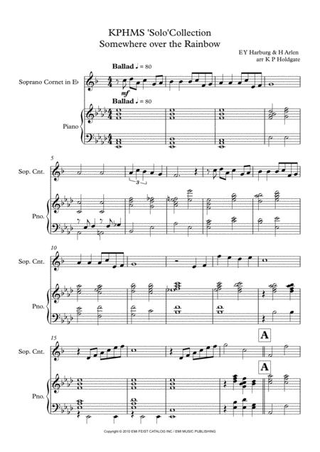 Somewhere Over The Rainbow Solo For Soprano Cornet In Ab Major Sheet Music