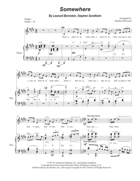 Somewhere Unison Choir Sheet Music