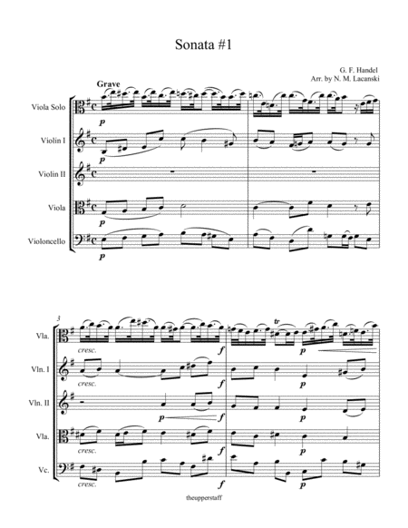 Free Sheet Music Sonata 1 Movement 1in E Minor For Viola And String Quartet