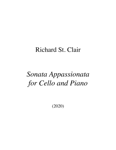 Sonata Appassionata For Cello And Piano Score And Part Sheet Music