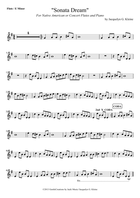 Free Sheet Music Sonata Dream For Flute And Piano Flute Part E Minor