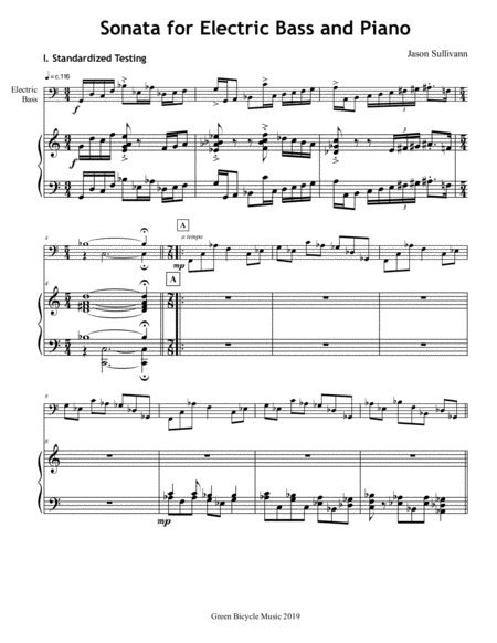 Free Sheet Music Sonata For Electric Bass And Piano 1st Mvt Only