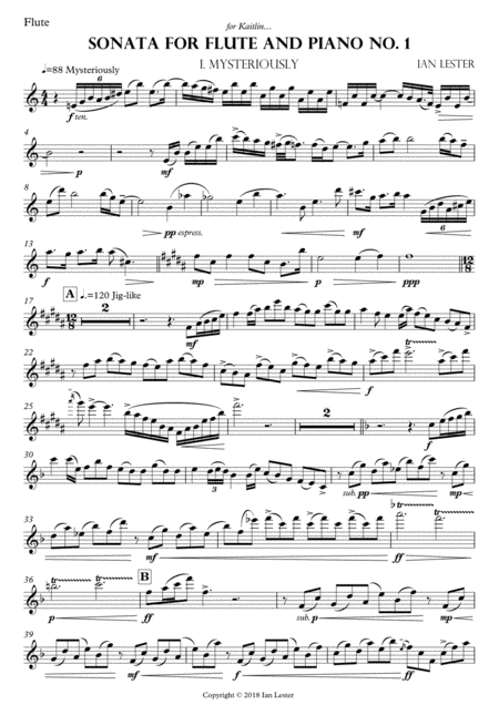 Sonata For Flute No 1 Flute Part Only Sheet Music