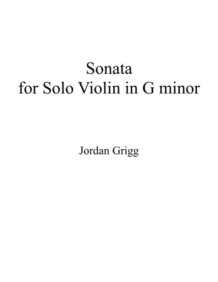 Sonata For Solo Violin In G Minor Sheet Music