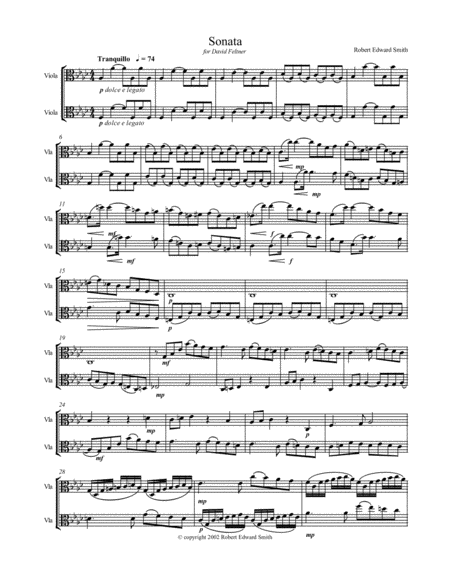 Free Sheet Music Sonata For Two Violas Unaccompanied