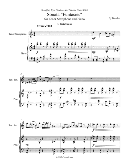 Sonata Funtasies For Tenor Saxophone And Piano Sheet Music