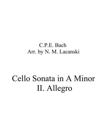 Sonata In A Minor For Cello And String Quartet Ii Allegro Sheet Music