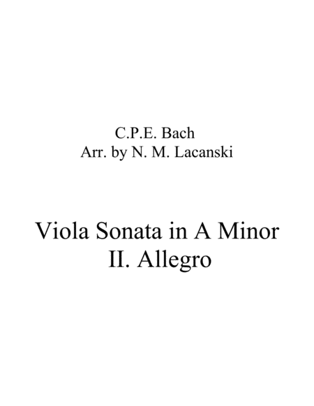 Sonata In A Minor For Viola And String Quartet Ii Allegro Sheet Music