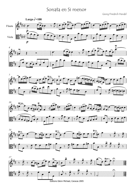 Sonata In B Minor For Flute Viola Sheet Music