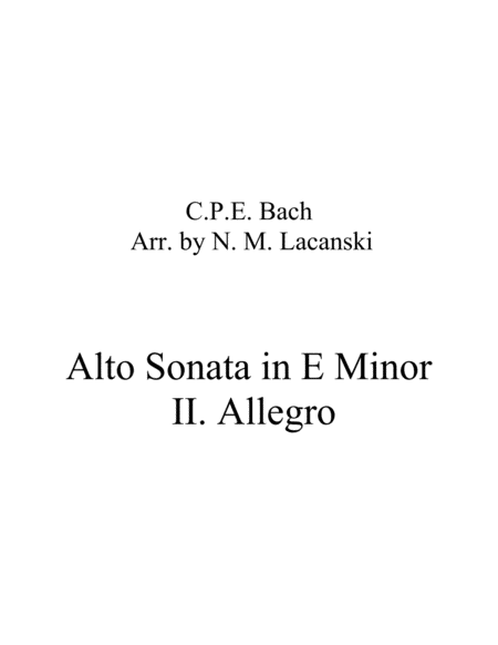 Free Sheet Music Sonata In E Minor For Alto And String Quartet Ii Allegro