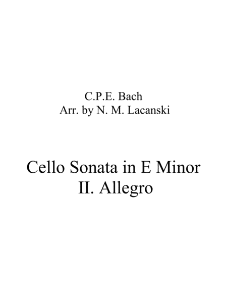 Free Sheet Music Sonata In E Minor For Cello And String Quartet Ii Allegro