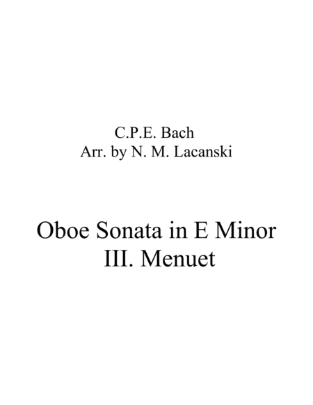 Sonata In E Minor For Oboe And String Quartet Iii Menuet Sheet Music