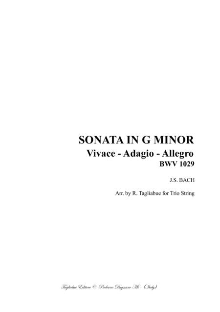 Sonata In G Minor Vivace Adagio Allegro Bwv 1029 Arr For Trio String With Parts Sheet Music