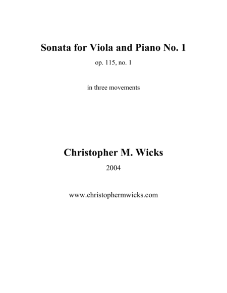 Sonata No 1 For Viola And Piano Sheet Music