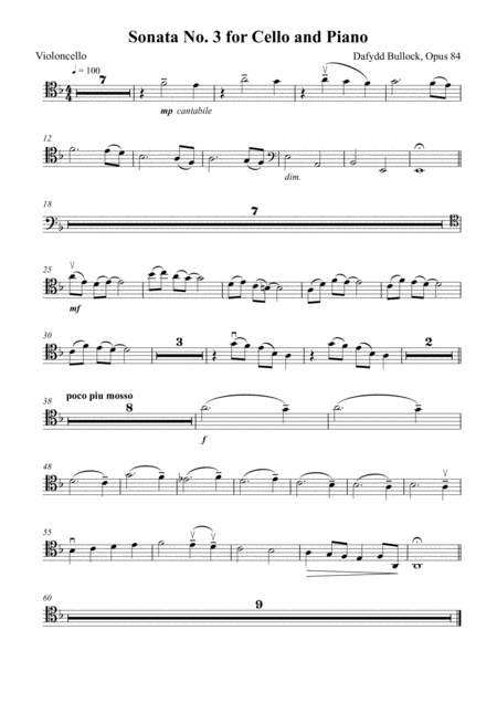 Free Sheet Music Sonata No 3 For Cello And Piano Opus 84 Cello Part