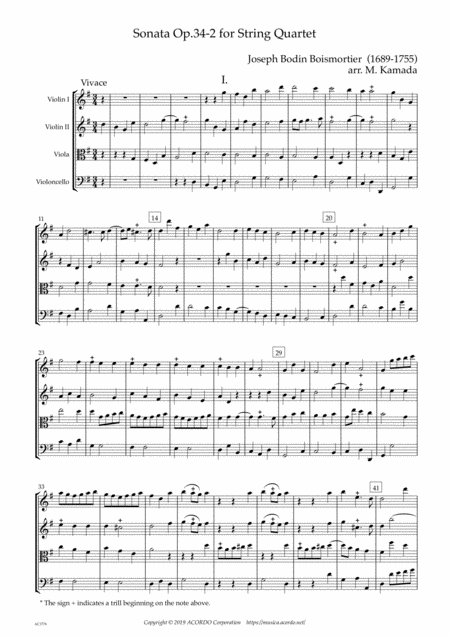 Free Sheet Music Sonata Op 34 2 For String Quartet