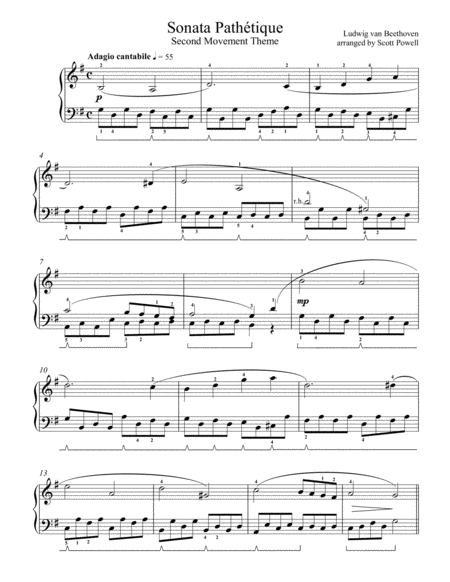 Free Sheet Music Sonata Pathetique Easy Piano