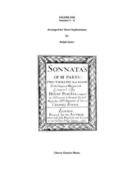 Sonatas 1 6 For Three Euphoniums Volume 1 Sheet Music