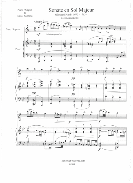 Free Sheet Music Sonate En Sol Majeur De Giovanni Platti 1690 1763 3e Mouvemente