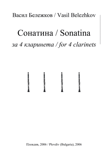 Free Sheet Music Sonatina For 4 Clarinets