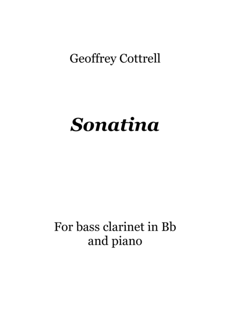 Sonatina For Bass Clarinet And Piano Sheet Music