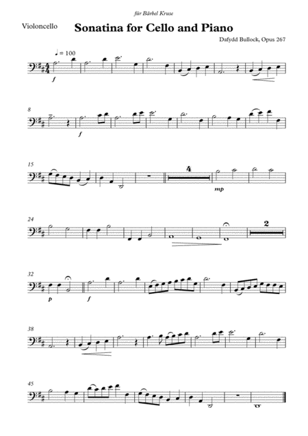 Sonatina For Cello And Piano Cello Part Sheet Music