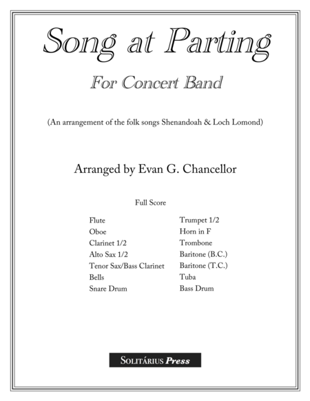 Song At Parting Shenandoah Loch Lomond Sheet Music