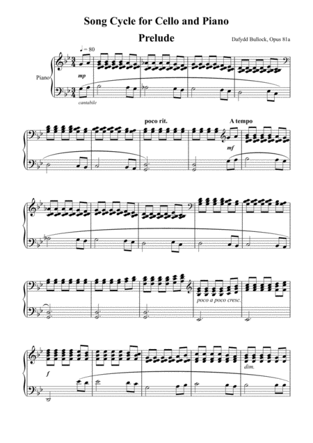 Song Cycle For Cello And Piano Sheet Music