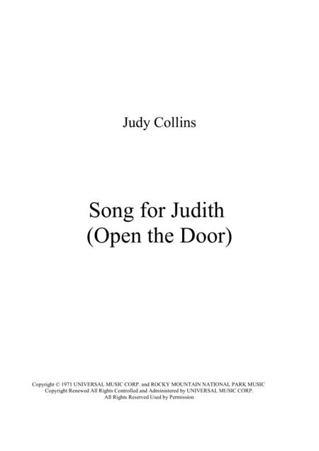 Free Sheet Music Song For Judith Open The Door In C