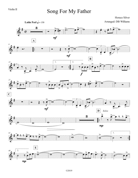 Song For My Father Violin 2 Sheet Music