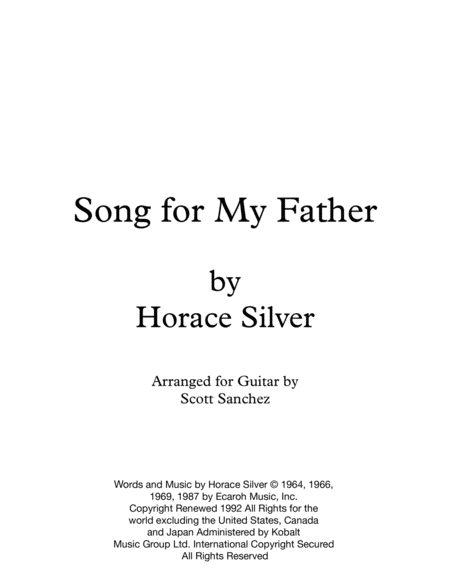 Free Sheet Music Song For My Father