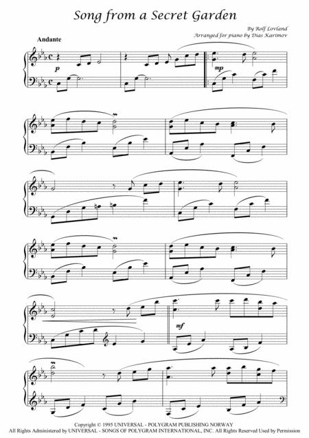 Song From A Secret Garden For Piano Solo Sheet Music