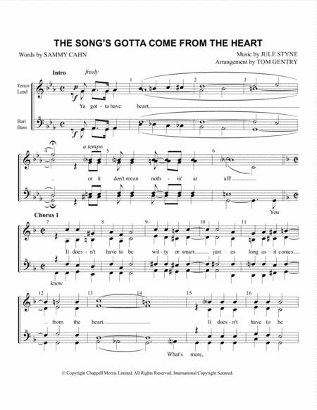 Free Sheet Music Song Gotta Come From The Heart The Ssaa