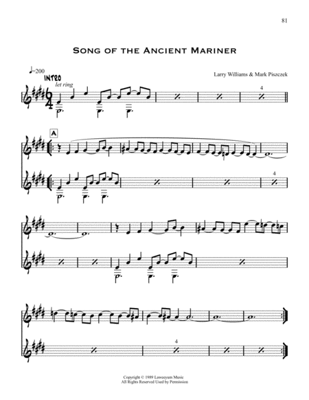 Song Of The Ancient Mariner Sheet Music