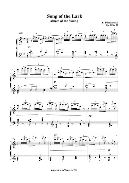 Free Sheet Music Song Of The Lark Album Of The Young Op 39 No 22 Icanpiano Style