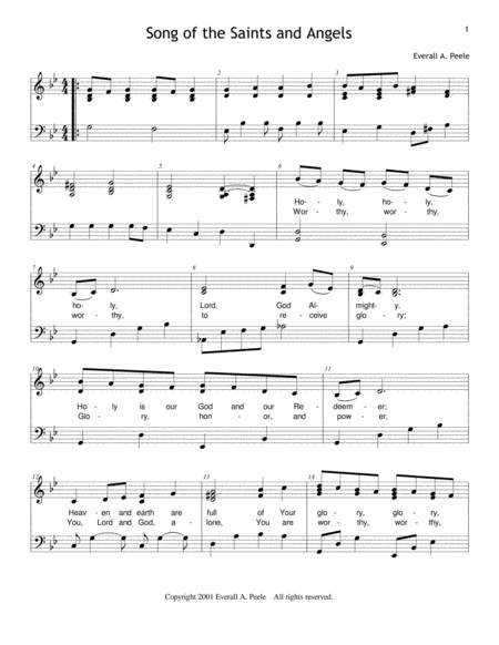 Free Sheet Music Song Of The Saints And Angels