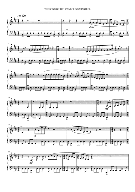 Song Of The Wandering Minestral Sheet Music