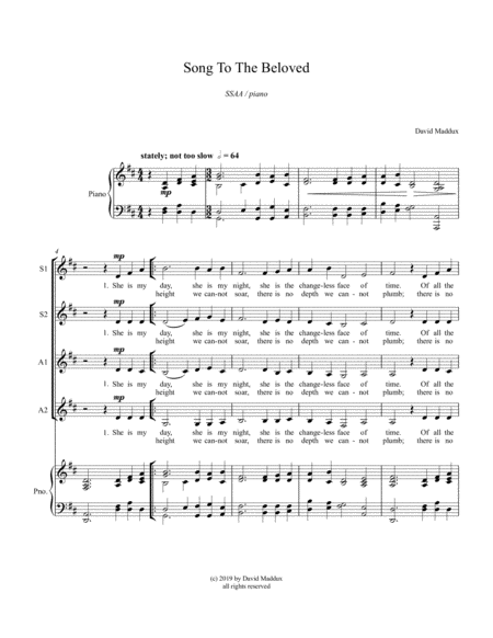 Song To The Beloved Sheet Music