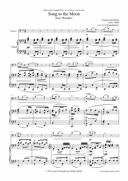 Free Sheet Music Song To The Moon Bassoon And Piano