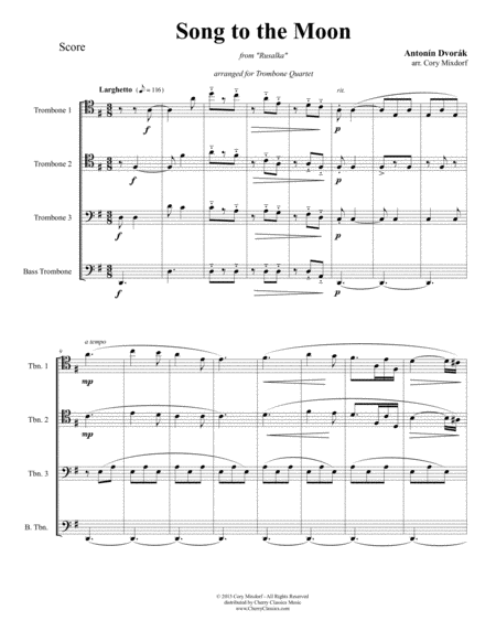 Song To The Moon For Trombone Quartet Sheet Music