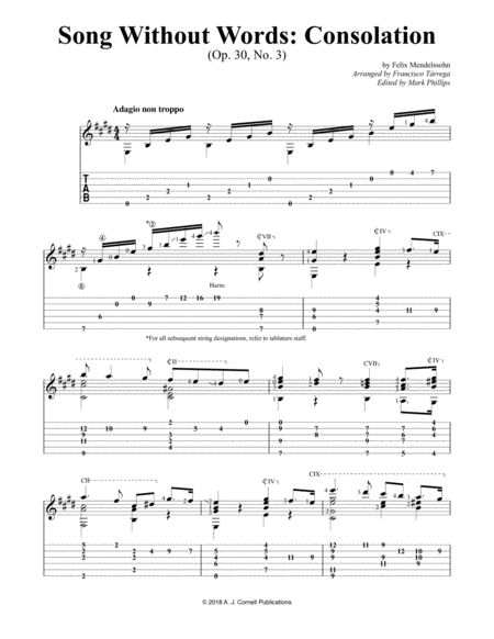 Free Sheet Music Song Without Words Consolation