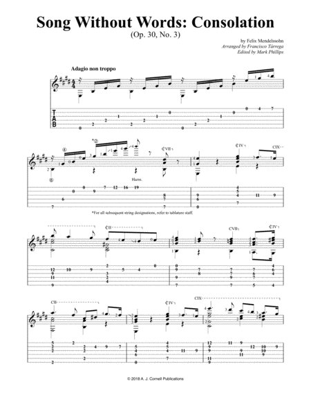 Song Without Words Consolation Sheet Music