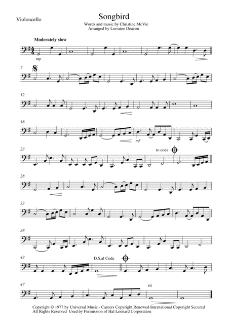 Songbird String Quartet Sheet Music