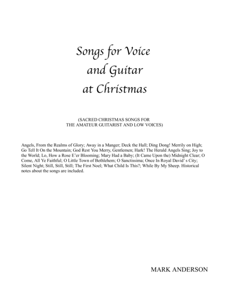 Songs For Voice And Guitar At Christmas Sheet Music