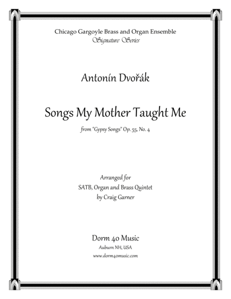 Free Sheet Music Songs My Mother Taught Me From Gypsy Songs Op 55 No 4