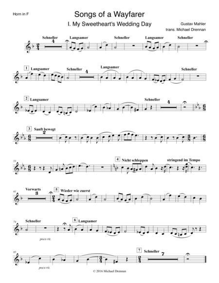 Free Sheet Music Songs Of A Wayfarer For Horn And Piano