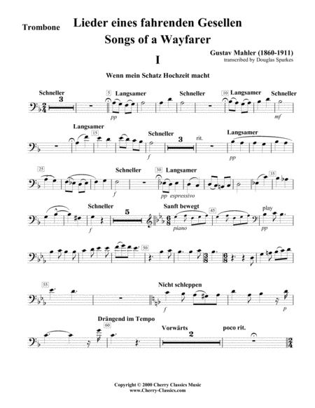 Free Sheet Music Songs Of A Wayfarer For Trombone Or Bass Trombone Piano