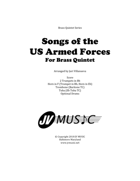 Free Sheet Music Songs Of The Us Armed Forces For Brass Quintet