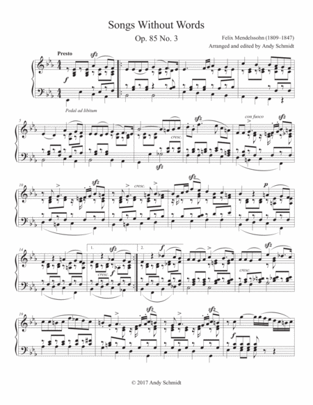 Free Sheet Music Songs Without Words Op 85 No 3