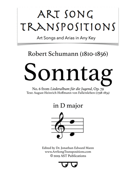 Sonntag Op 79 No 6 D Major Sheet Music